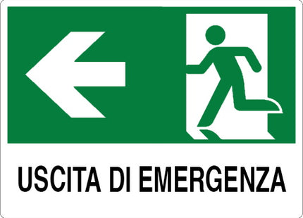 SEGNALE USCITA DI EMERGENZA (A SINISTRA CON OMINO) IN PLASTICA MM300X200
