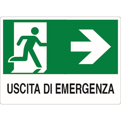 SEGNALE USCITA DI EMERGENZA (A DESTRA CON OMINO) IN PLASTICA MM300X200