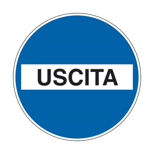 SEGNALE USCITA TONDO BLU CALPESTABILE ADESIVO