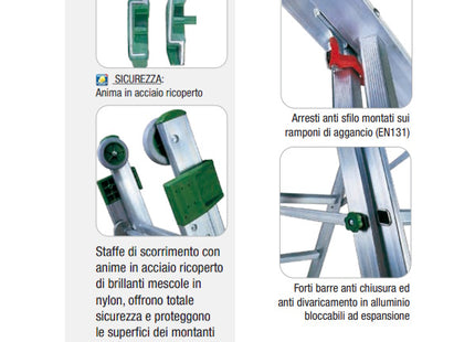 FACAL SCALA SUPER PRIMA 2 ELEMENTI TRASFORMABILE IN ALLUMINIO