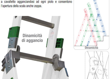 FACAL SCALA SUPER PRIMA 3 ELEMENTI TRASFORMABILE IN ALLUMINIO