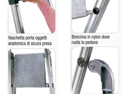 FACAL SCALA QUADRA DOPPIA CON PEDANA IN ALLUMINIO