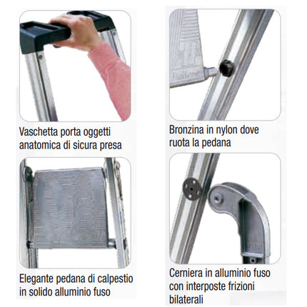 FACAL SCALA QUADRA DOPPIA CON PEDANA IN ALLUMINIO