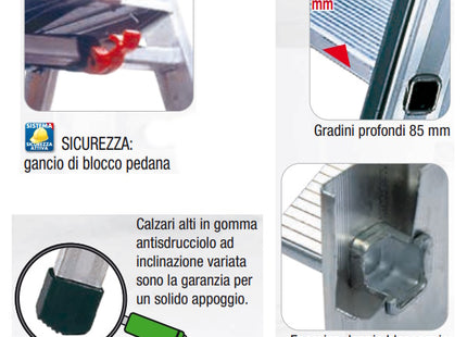 FACAL SCALA QUADRA DOPPIA CON PEDANA IN ALLUMINIO