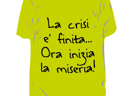 RICCI PROFUMATORE AUTO T-SHIRT SCRITTE "LA CRISI E' FINITA…" LIMONE