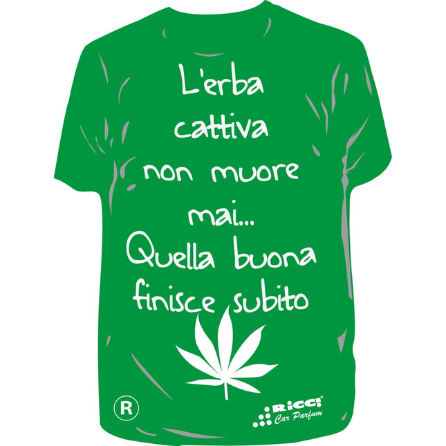 RICCI PROFUMATORE AUTO T-SHIRT SCRITTE "L'ERBA CATTIVA..." RED DESERT
