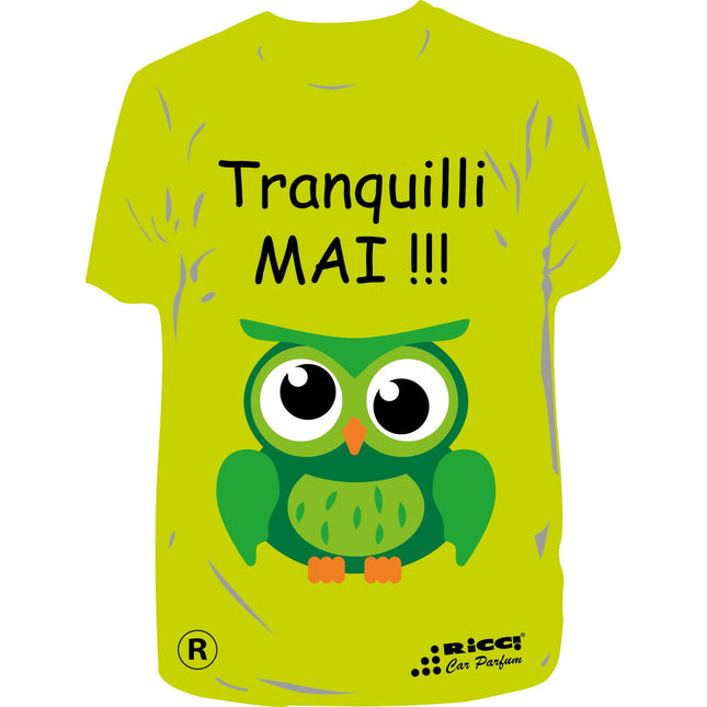 RICCI PROFUMATORE AUTO T-SHIRT IMMAGINI "TRANQUILLI MAI!" NARCISUSS