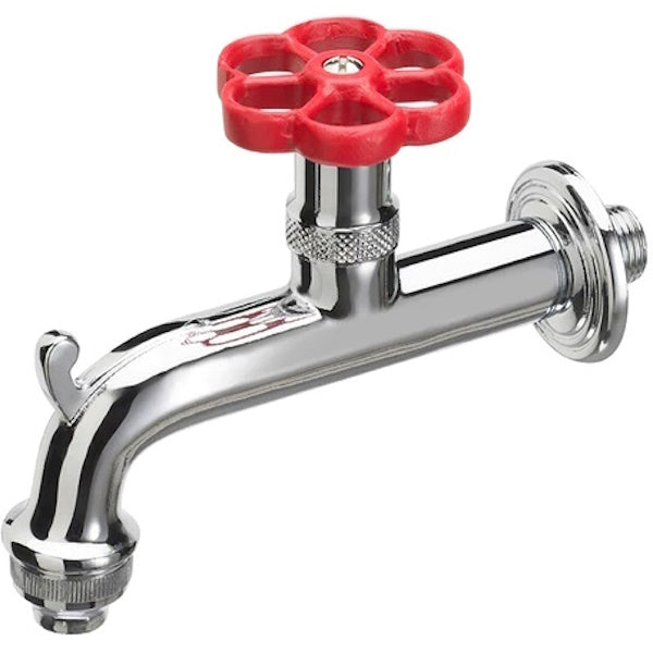 BEL-FER RUBINETTO IN OTTONE CROMATO STILE IDRANTE CON GHIERA ROSSA 1/2"
