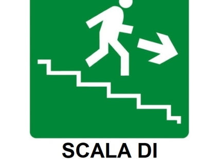 SEGNALE SCALA DI SICUREZZA (A DESTRA) IN ALLUMINIO MM250X310*