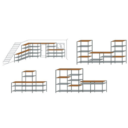 GRIMA SCAFFALE JOKER IN KIT 4 PIANI CM90X40X176H PORTATA KG175 PER PIANO