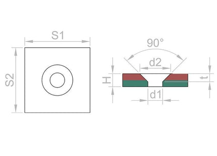 SM MAGNETE MM20X20 FORO D.MM4,5 H.MM4 FORZA KG7,5 NICHELATO