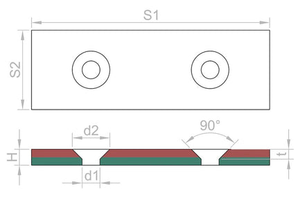 SM MAGNETE MM60X20 FORI D.MM4,5 H.MM4 FORZA KG13 NICHELATO