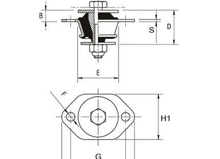 SUPPORTO ANTIVIBRANTE CABINA CONICO MM68X106X51 CARICO MAX N150