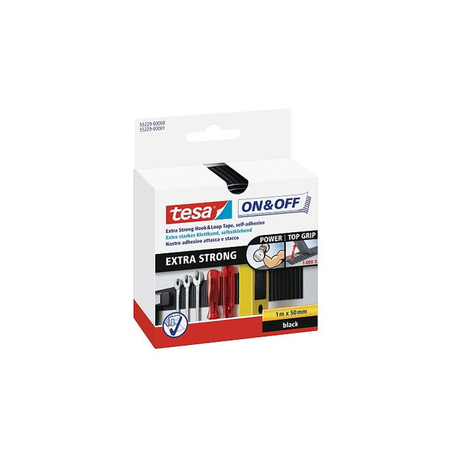 TESA NASTRO IN VELCRO ATTACCA-STACCA EXTRA STRONG ON&OFF MM50X1MT NERO