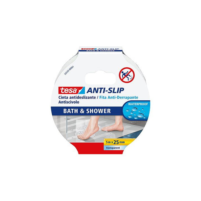 TESA NASTRO ADESIVO ANTISCIVOLO PER DOCCIA E BAGNO MM25X5MT TRASPARENTE