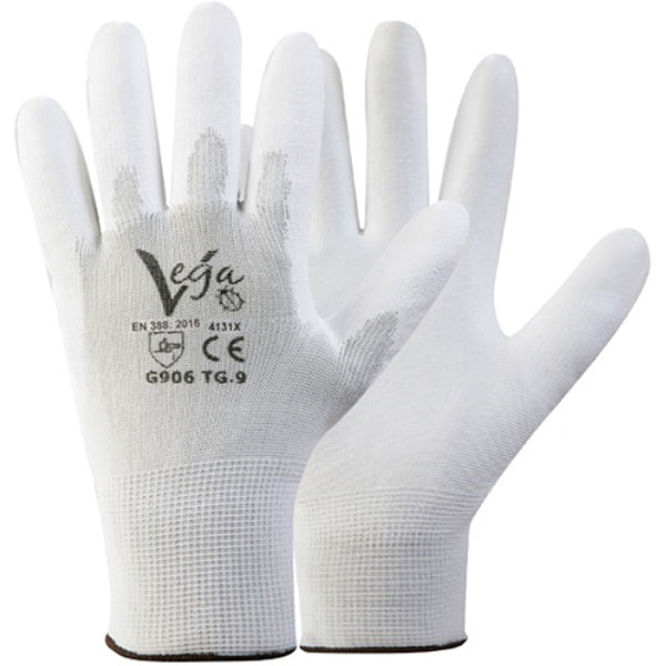 GUANTI MOD. 906 IN NYLON E POLIURETANO COLORE BIANCO