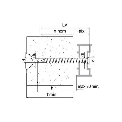 FRIULSIDER VITE PER CALCESTRUZZO TSP TX30 ZINCATA BIANCA